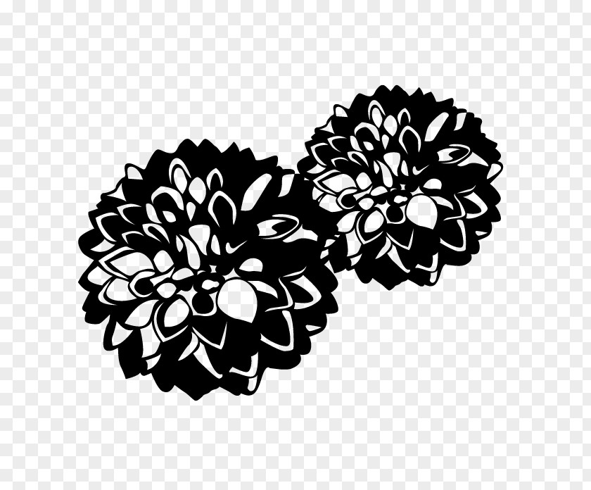 M Chrysanthemum Floral Design Cut Flowers Black & White PNG