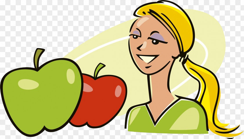 Woman Free Content PNG content , Cartoon hand painted girl with apple clipart PNG