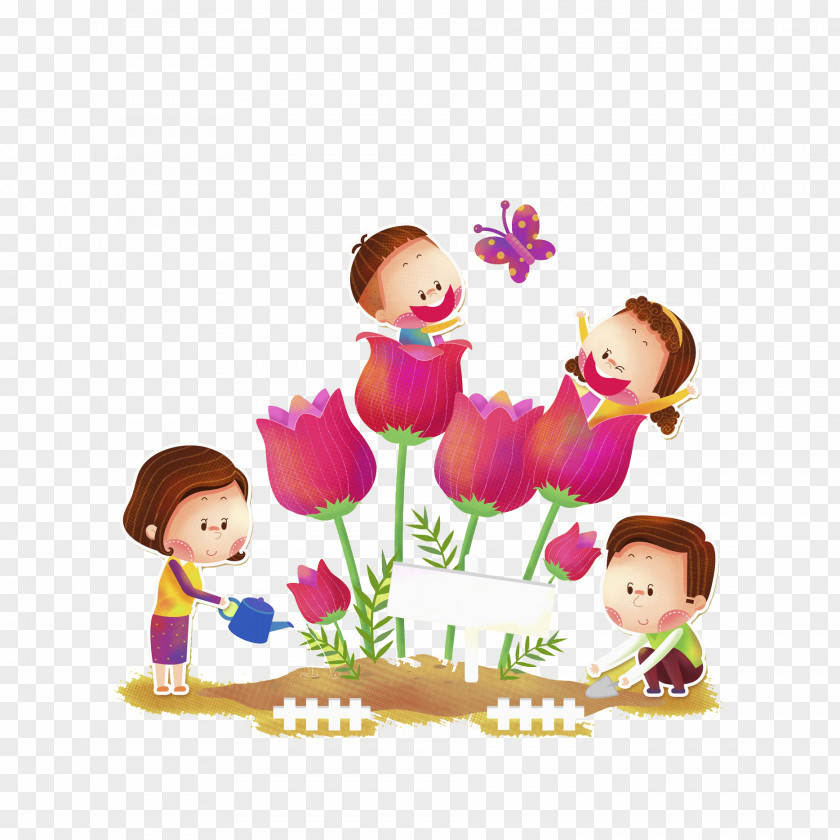 Hand Painted Tulip Illustration PNG