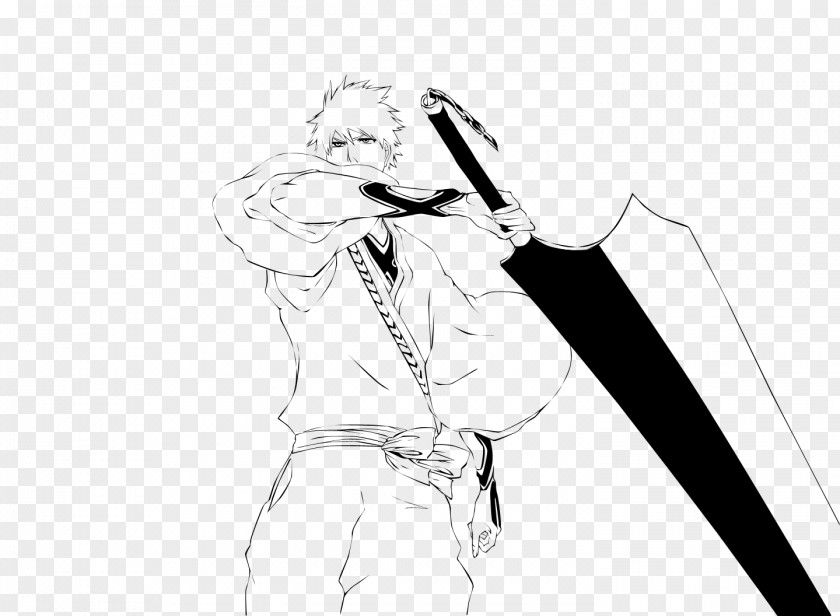 Ichigo Kurosaki Line Art Sketch PNG