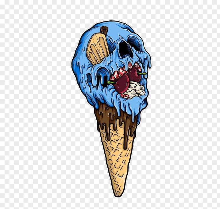 Icon PNG Icon, Zombie ice cream, blue cream skull illustration clipart PNG