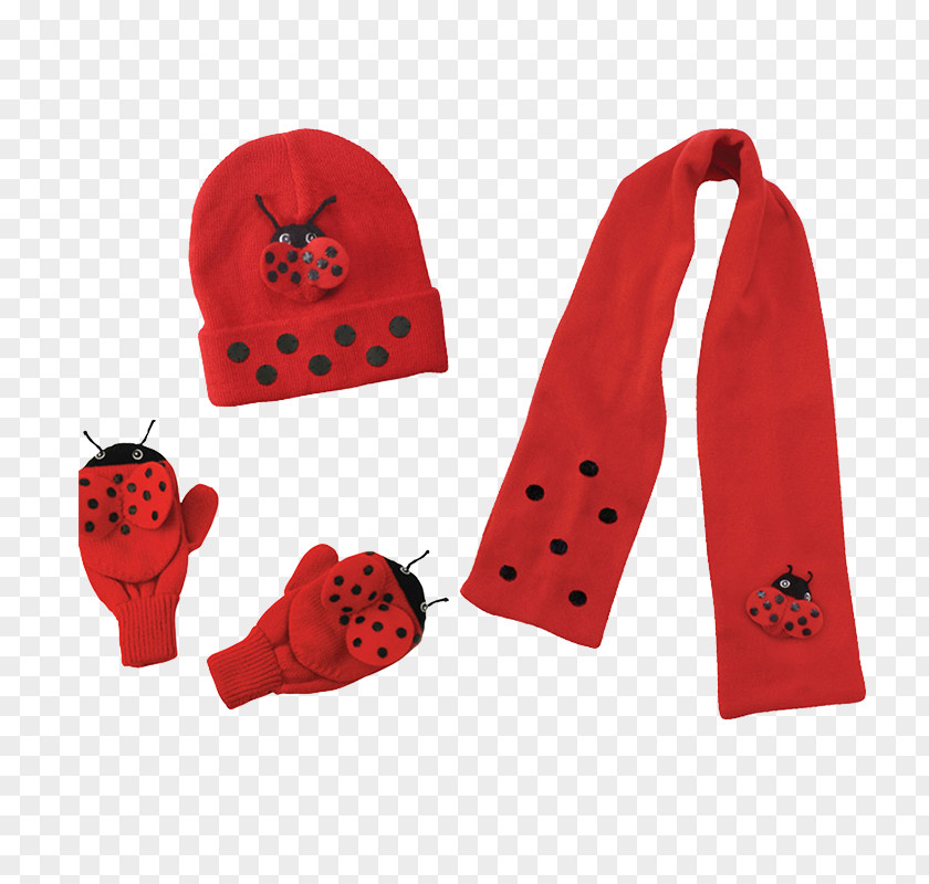 Ladybug Concept Children Winter Set Scarf Glove Knitting Raincoat Hat PNG