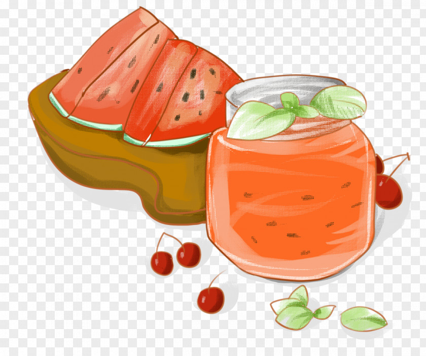 Summer HandPainted Watermelon Juice Material Dashu Citrullus Lanatus PNG