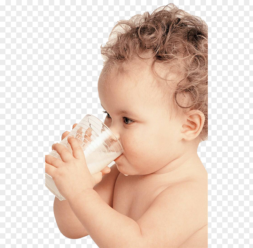 Curly Foreign Baby In Milk Food Lactalbumin Water Eating PNG