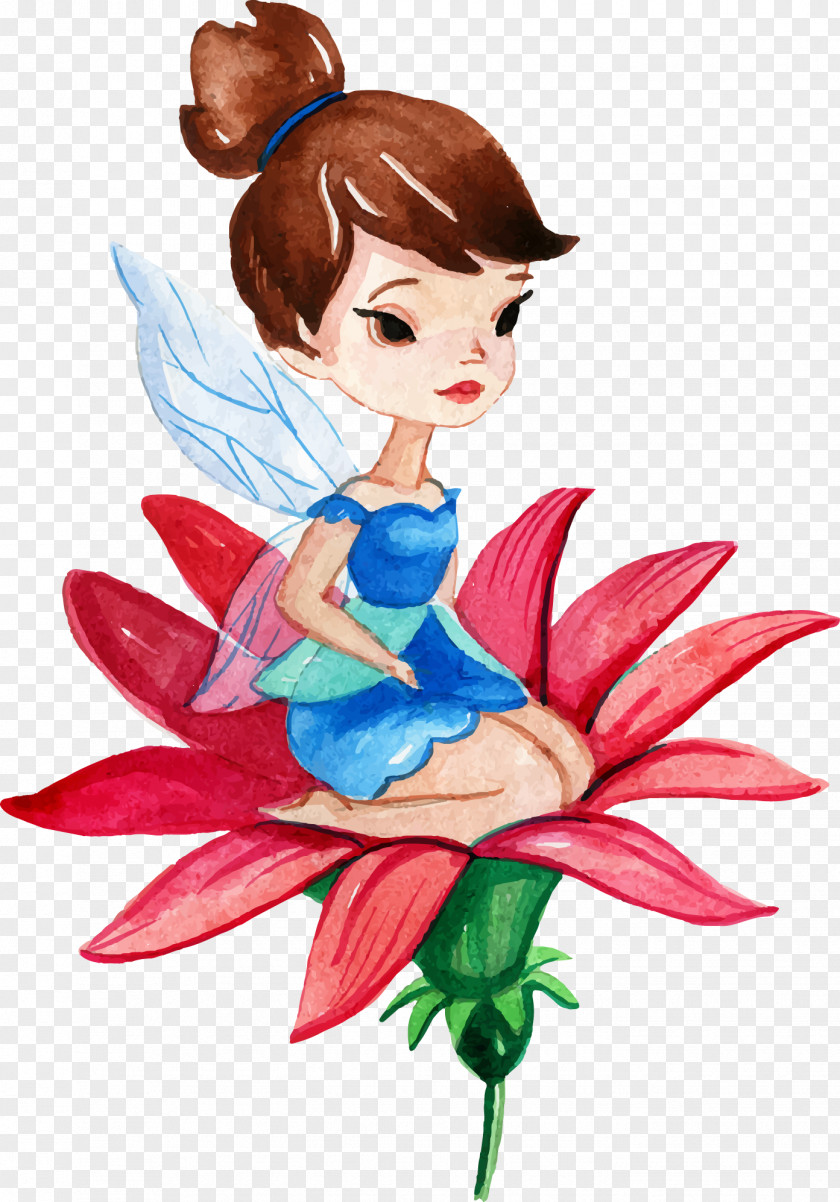 Vector Hand Painted Flower Fairy Matrix Painting Euclidean PNG