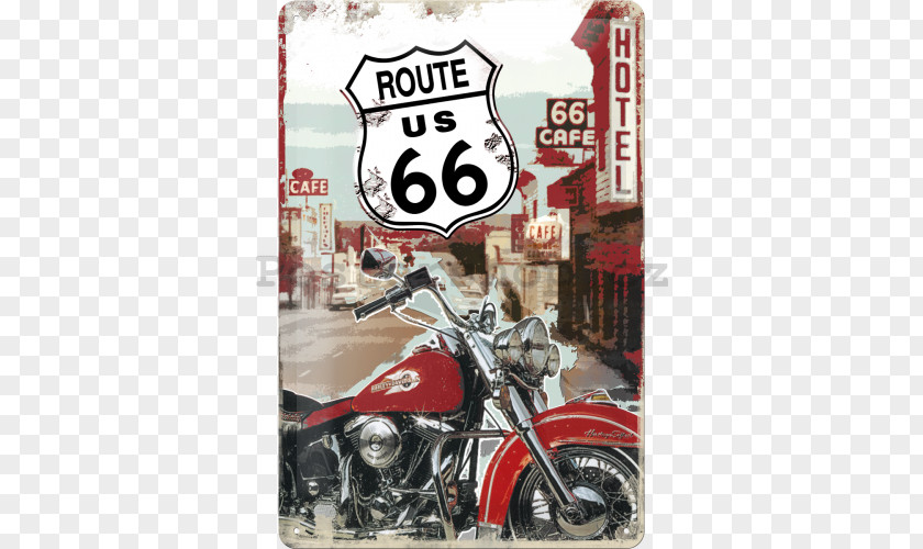 Motorcycle U.S. Route 66 Harley-Davidson Nostalgic Art Tin Sign – 22164 Metal PNG