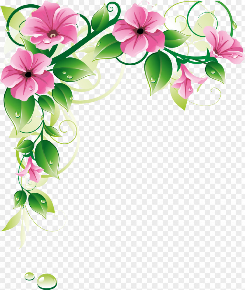 Teal Frame Flower Clip Art PNG