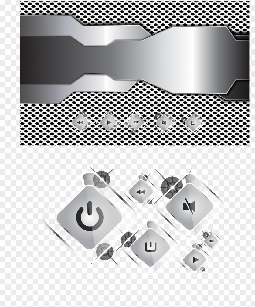 Silver Background Button Download Metal PNG
