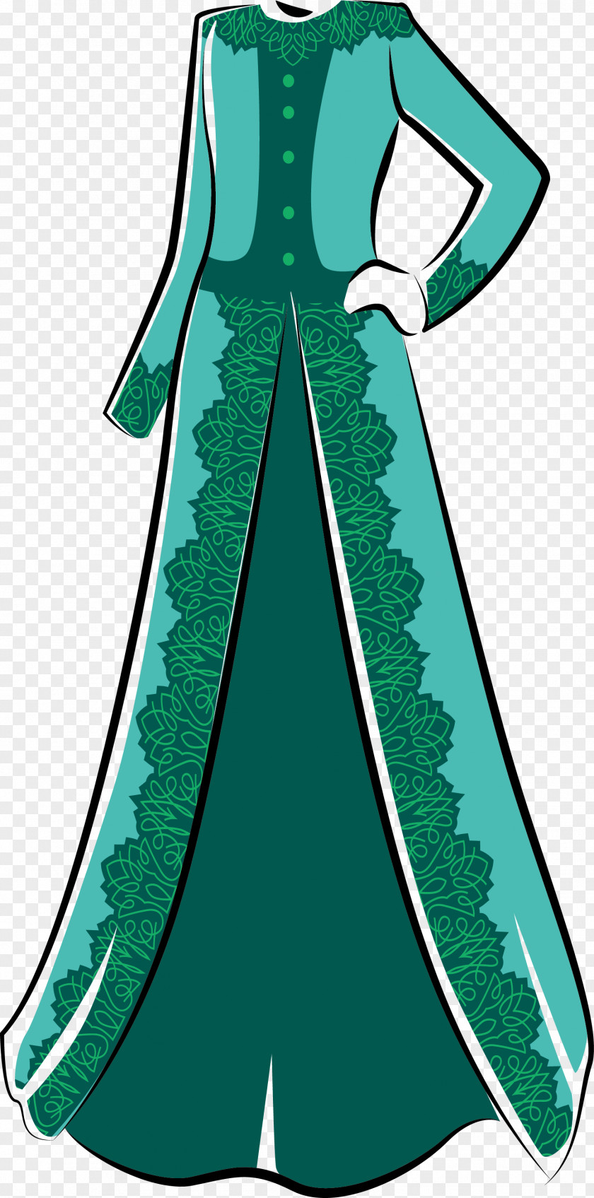 Green Hand-painted Festive Dress Malachite PNG