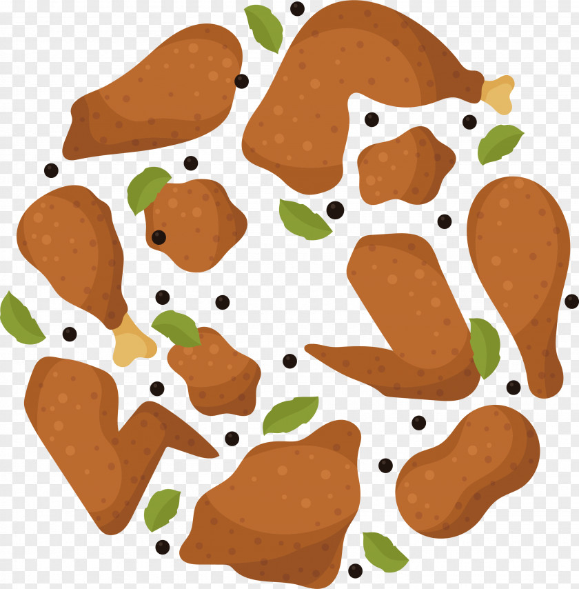 Cartoon Fried Chicken Pattern Korean PNG