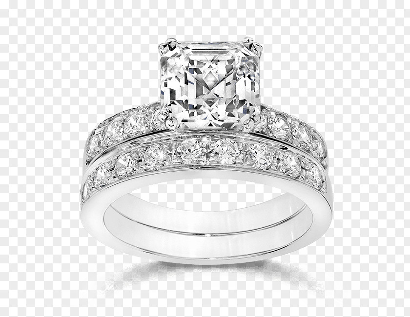 Cubic Zirconia Bridal Sets Princess Cut Engagement Ring Diamond Wedding PNG