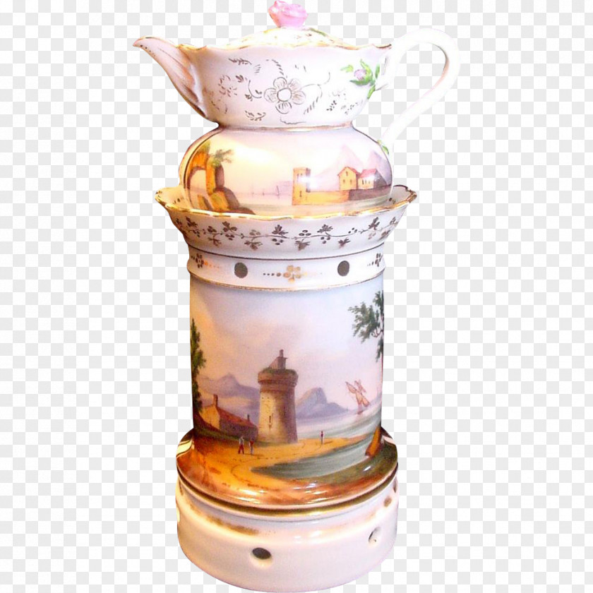 Hand Painted Teapot Kettle Porcelain Nightlight PNG