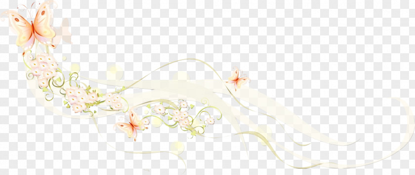 White Plant Branch Beige PNG