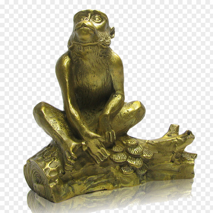 Lucky Stone Monkey Sculpture Bronze Carving PNG