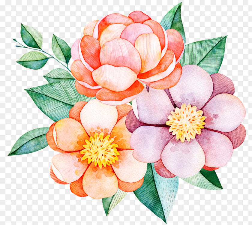 Flower Bouquet Floral Design Peony Watercolor Painting PNG
