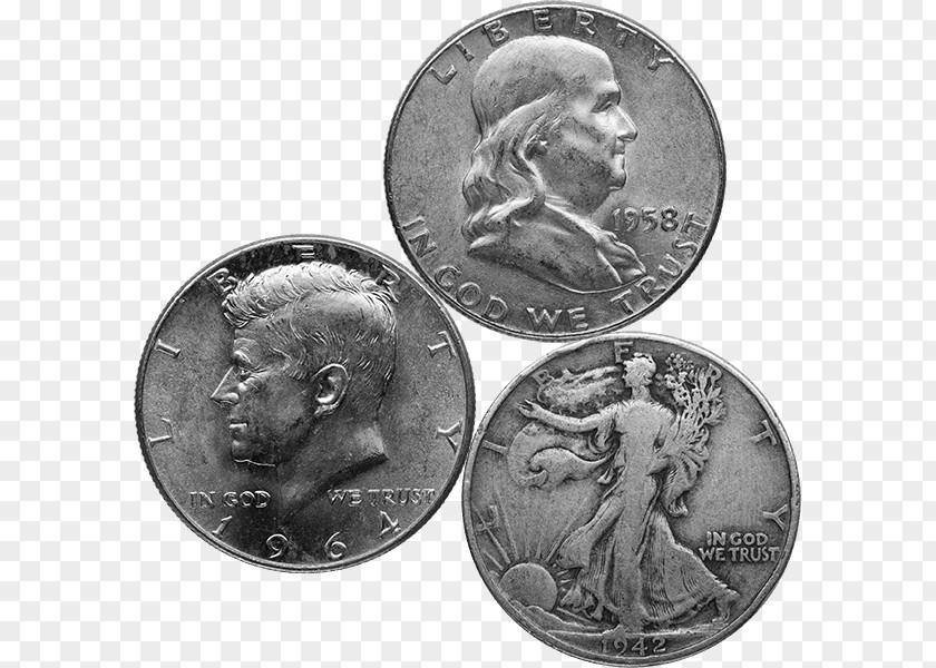 Silver Quarter Junk Half Dollar Coin PNG