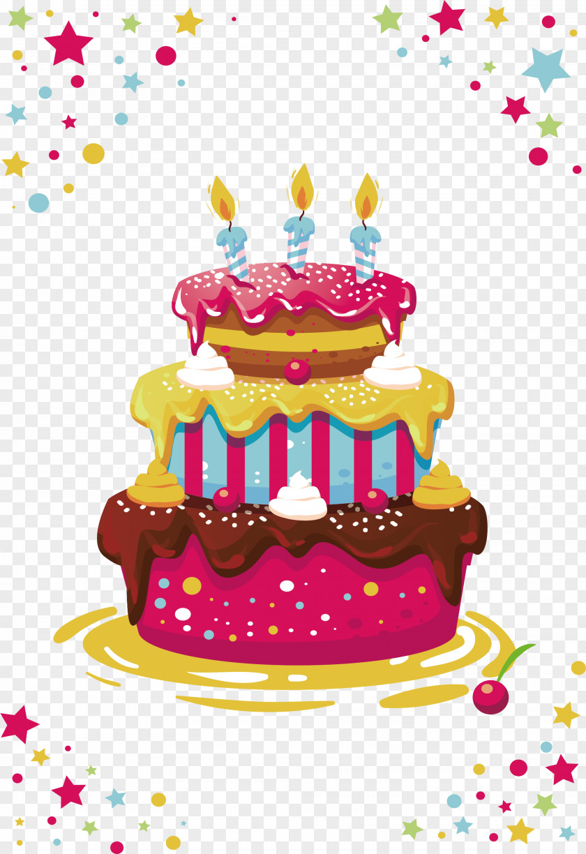 Three Layer Birthday Cake PNG