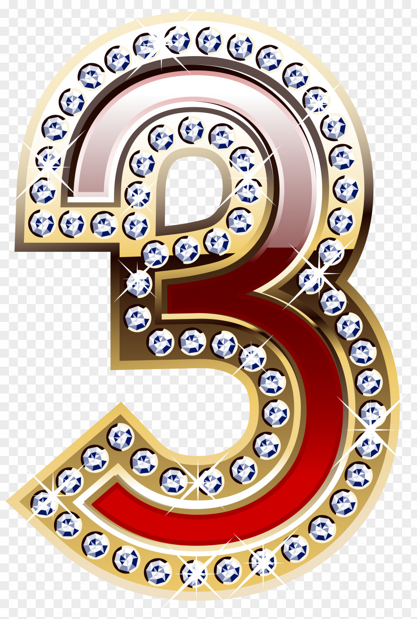 Gold And Red Number Three Clipart Image PNG