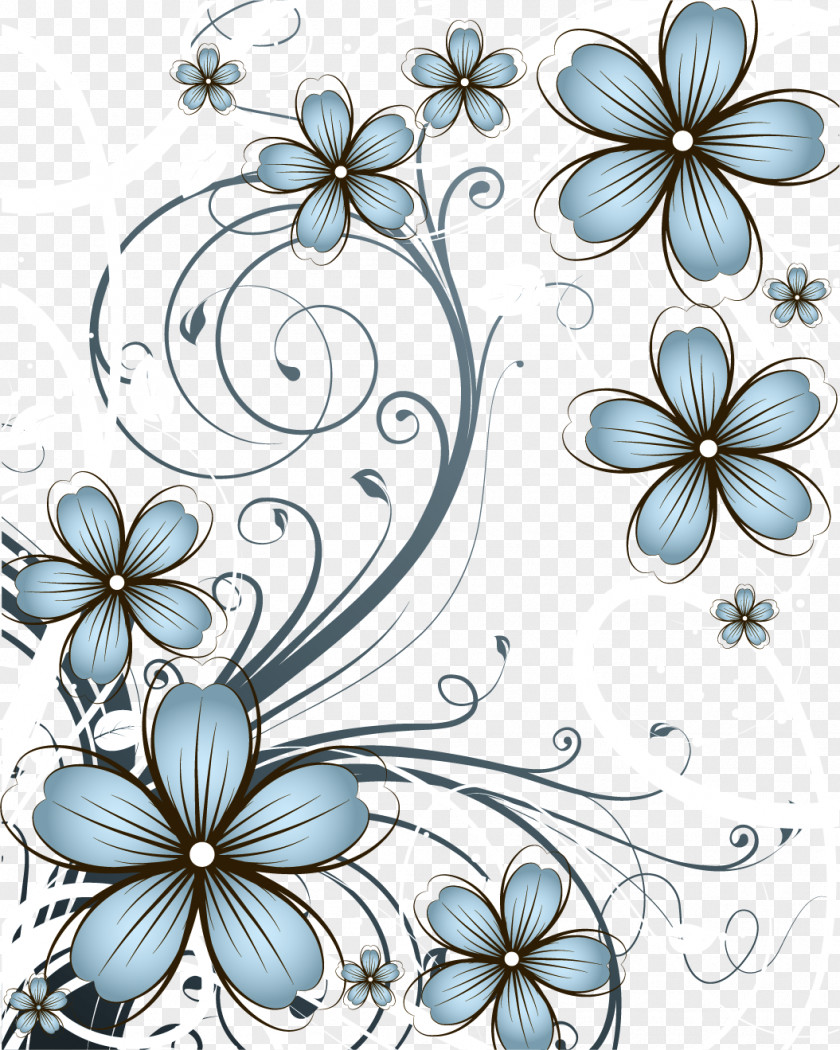 Flowers, Blue, Taobao Material, Pattern, Trailers Shading Spiral PNG