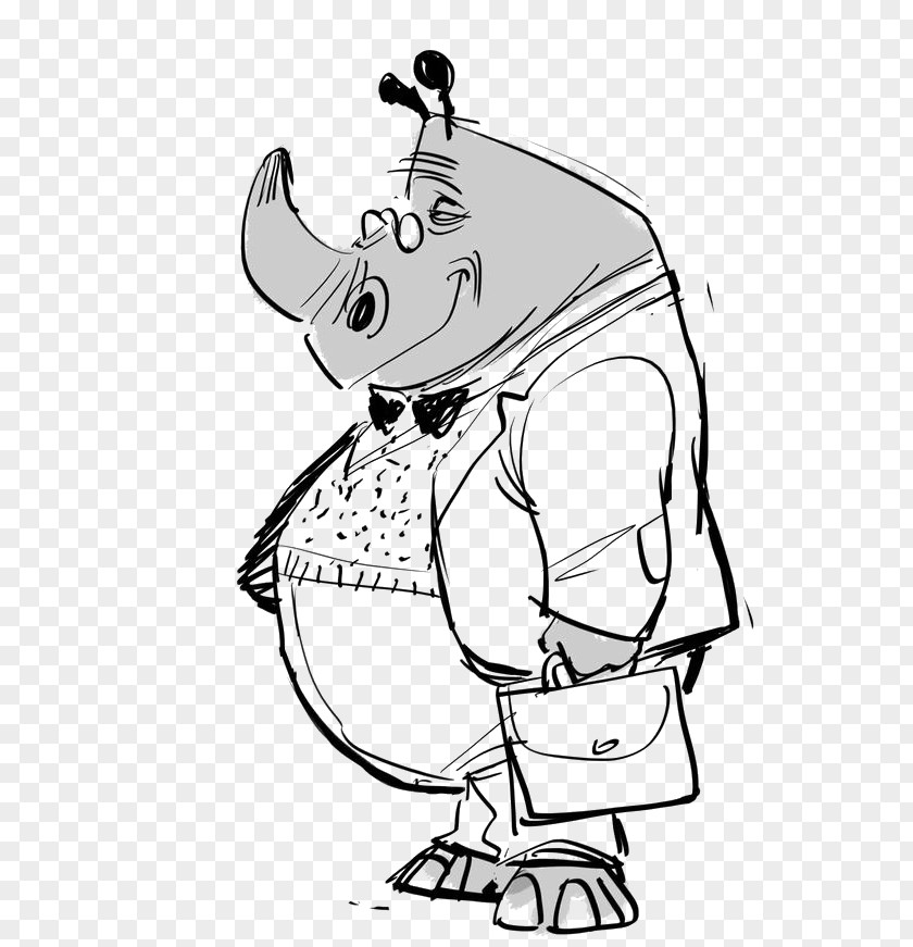 Mr. Rhino Drawing Cartoon Model Sheet Illustration PNG
