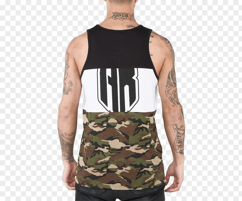 T-shirt Gilets Military Camouflage Sleeveless Shirt Shoulder PNG