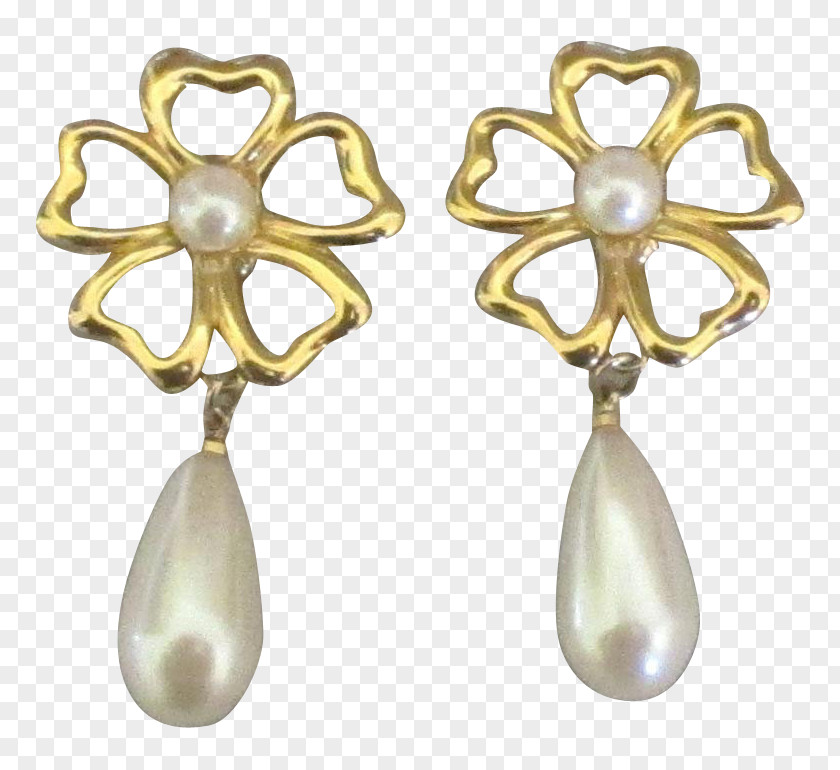 1960s Flower Earrings Imitation Pearl Earring Body Jewellery PNG