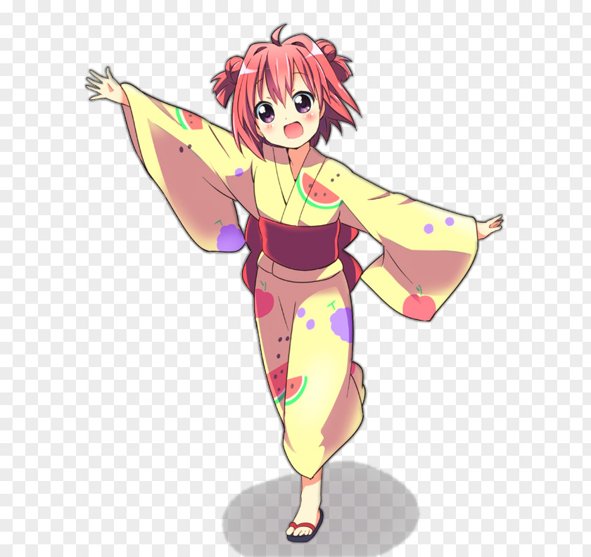 Akari Akaza Illustration Kimono Yukata Costume Clip Art PNG