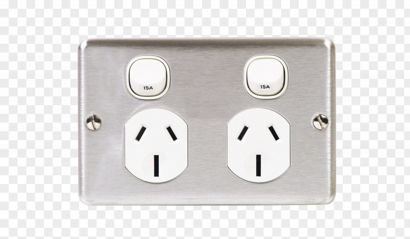 Gray Metal Plate Brushed AC Power Plugs And Sockets Electrical Switches Clipsal PNG