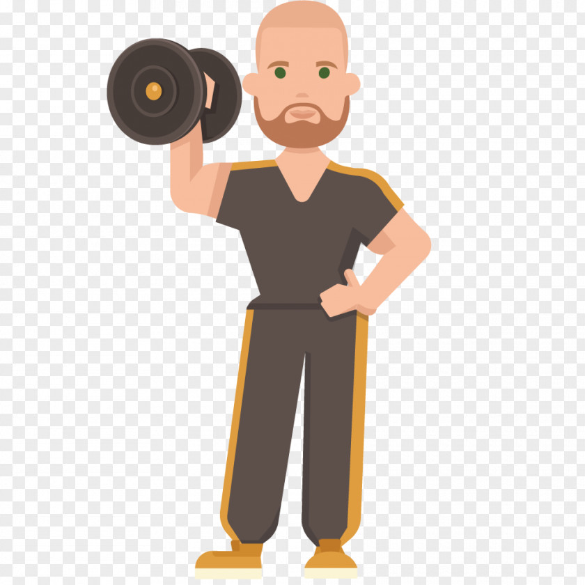 Strong Fitness Coach Cartoon White People Black Illustration PNG