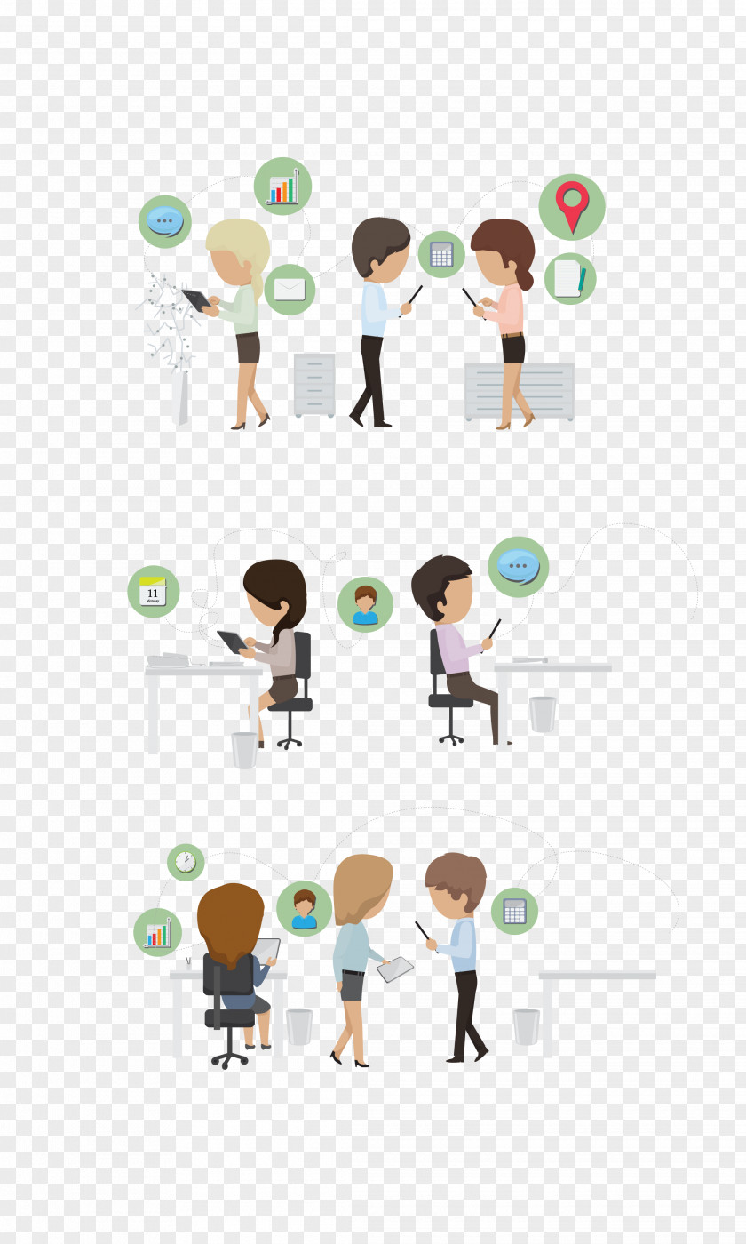 Vector Color Work People Four Groups Office Icon PNG