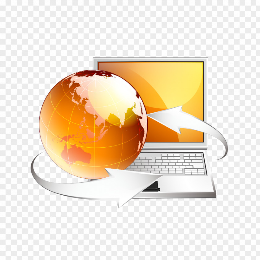 Earth And Notebook Laptop Computer Icon PNG