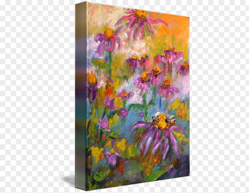 Watercolor Painting Purple Floral Design Art Oil Gallery Wrap PNG