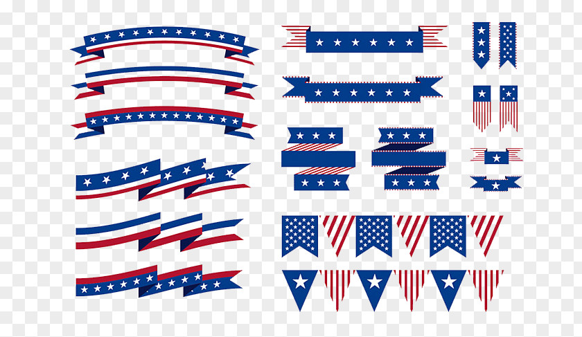 American Flag Hanging From Ribbons And Elements Of The United States Ribbon PNG