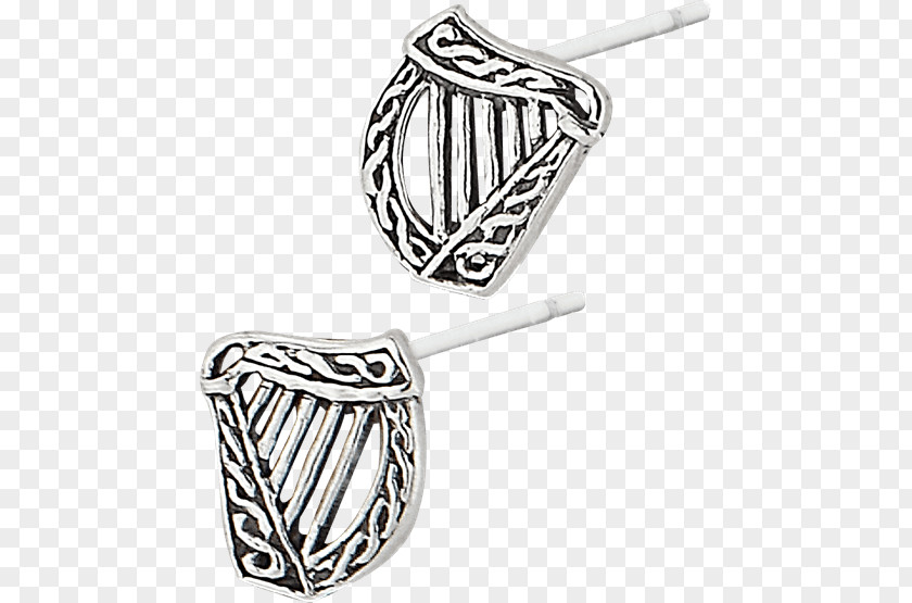 Silver Earring Body Jewellery Celtic Harp PNG