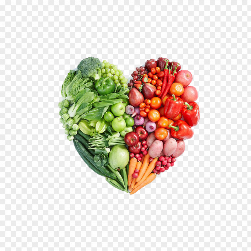 Fresh Heart-shaped Bright Vegetables And Fruits Junk Food Fast Eating Diet PNG