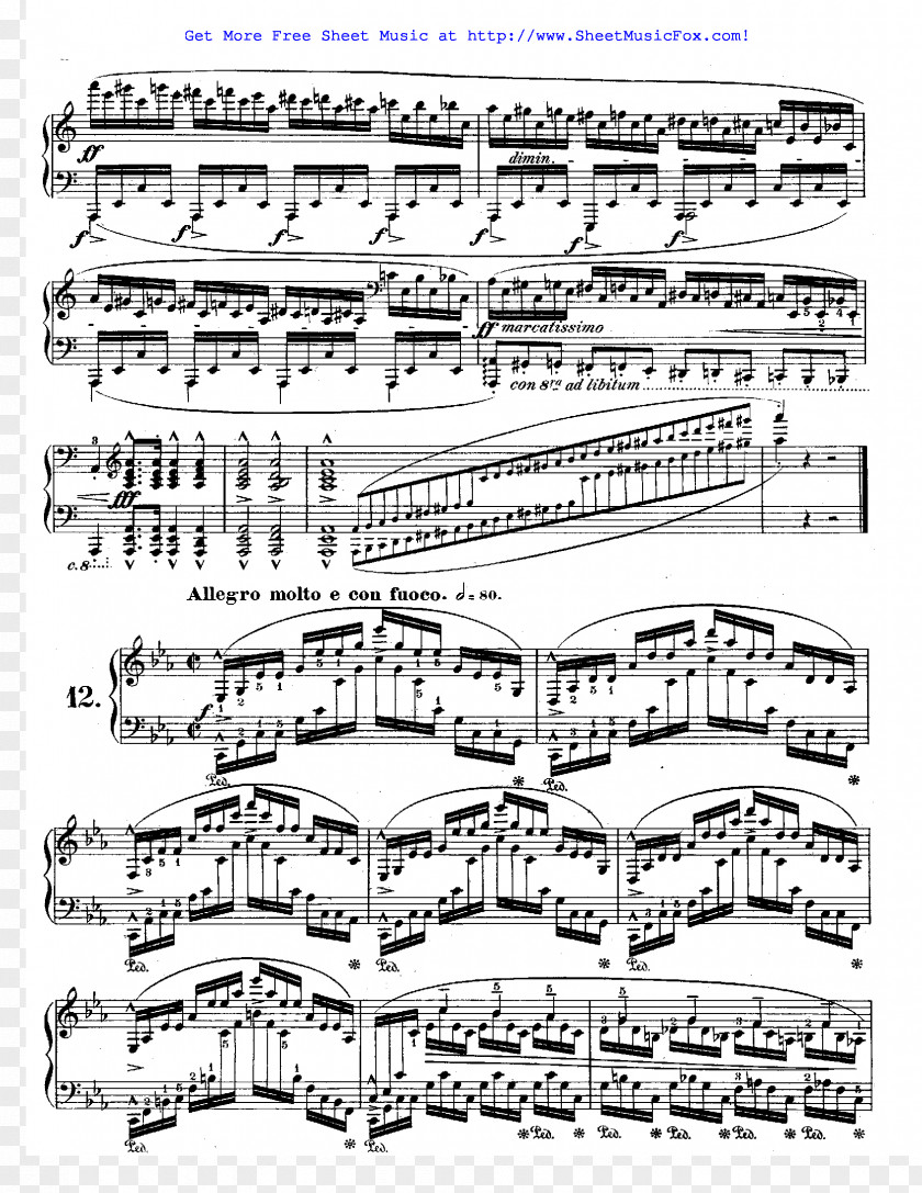 Piano Étude Op. 25, No. 12 Études 10, 3 PNG