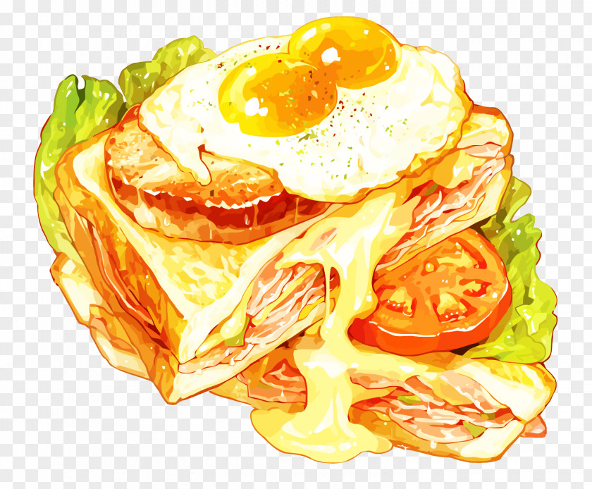 Vector Breakfast Cheese Sandwich Omelette Food Illustration PNG