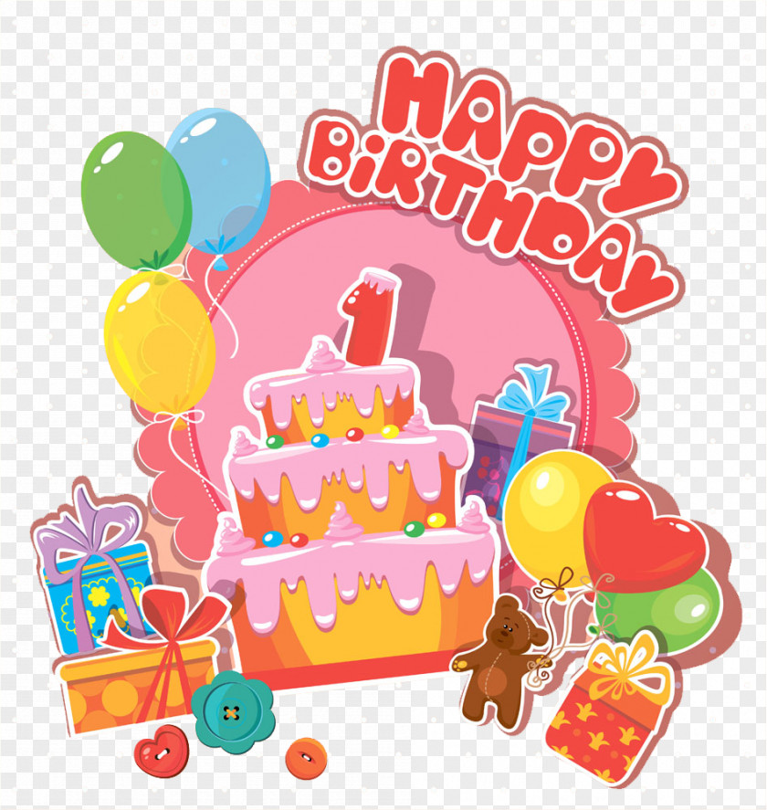 Children Happy Birthday Buckle Creative HD Free Cake Party Poster Banquet PNG