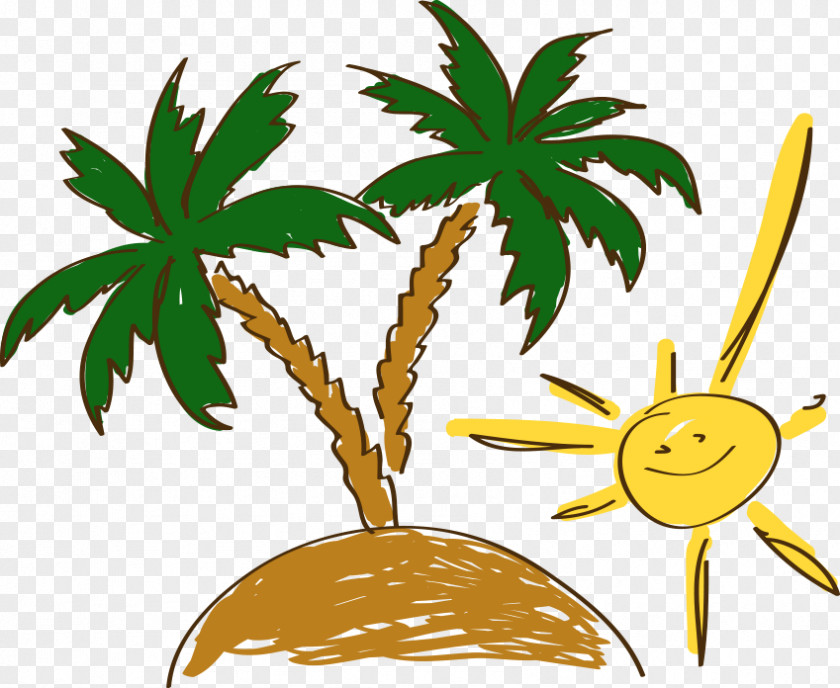 Hand-drawn Cartoon Elements Beach Sandy Drawing PNG