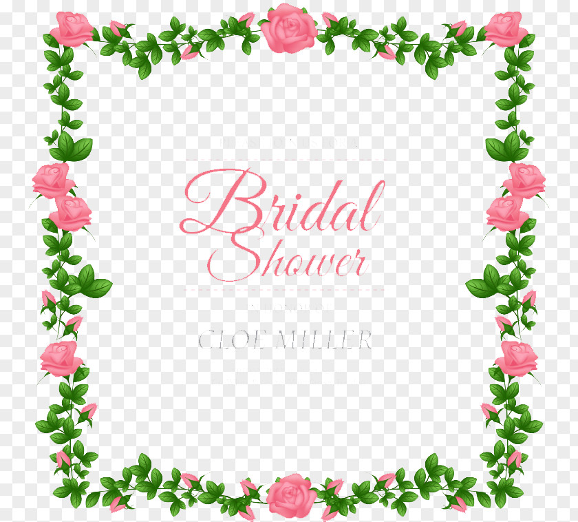 Rose Border Bridal Shower Invitation Poster Vector Wedding PNG