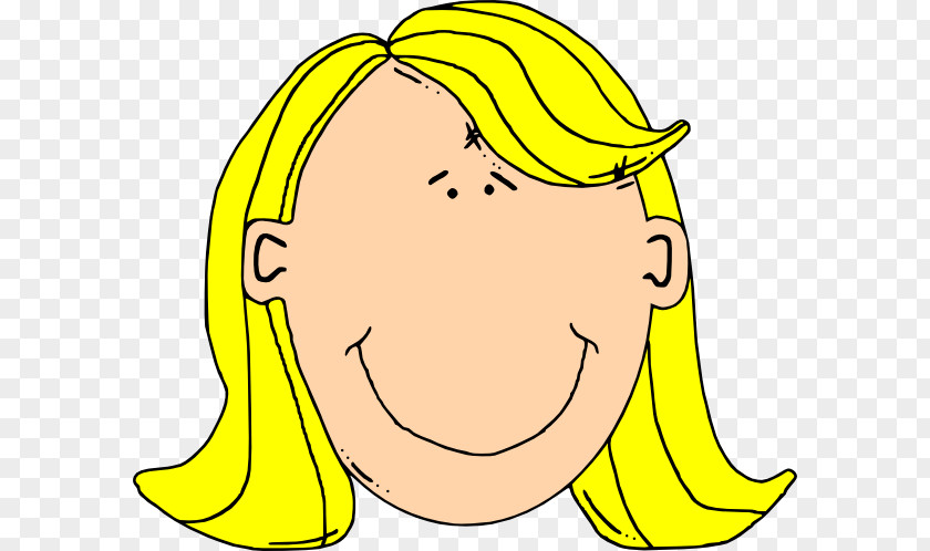 Cartoon Woman Face Blond Long Hair Clip Art PNG
