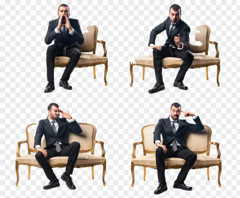 Comfort Businessperson Sitting Furniture Chair Gentleman Suit PNG
