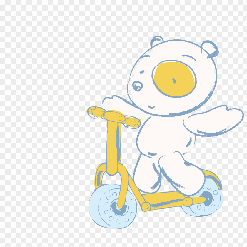 Play The Scooter Bear Cartoon Illustration PNG