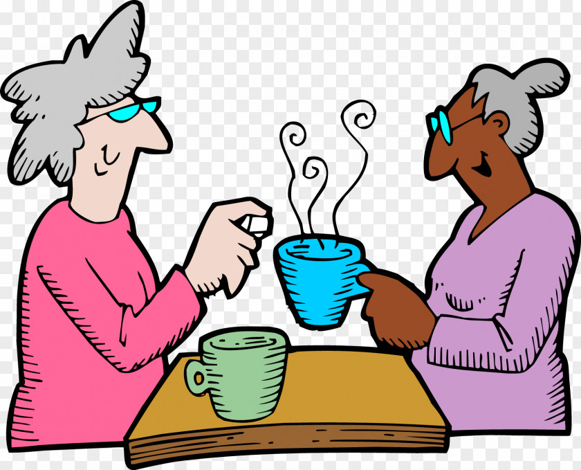 Two Old Women Who Drink Tea Coffee Woman Clip Art PNG