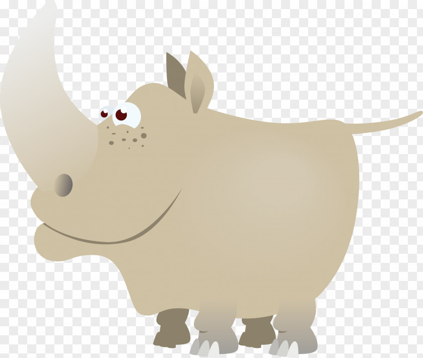Vector Cartoon Rhino Rhinoceros 3D Sticker Clip Art PNG