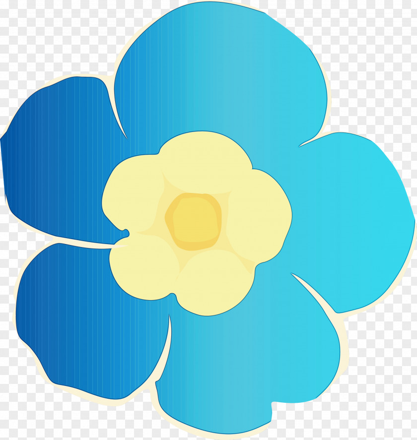 Blue Petal Yellow Turquoise Flower PNG