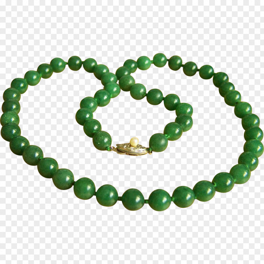 Emerald Jade Earring Bead Necklace PNG