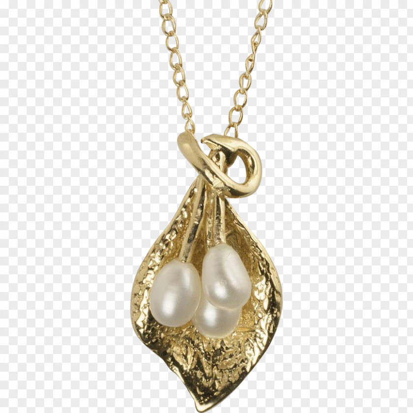 Necklace Locket Pearl Gold PNG