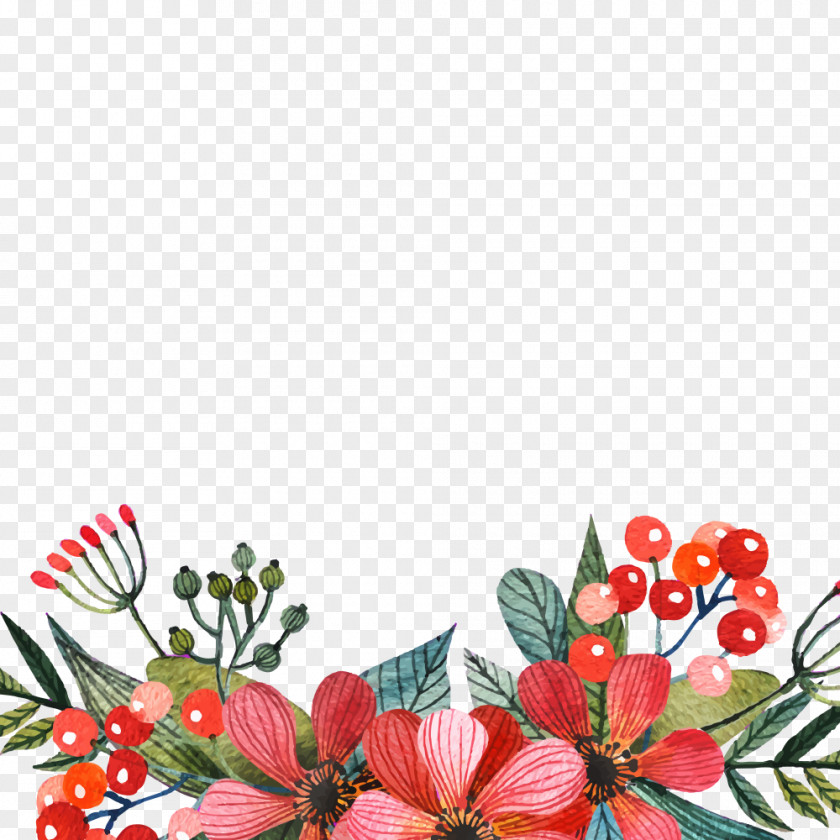 Flower Watercolor Painting Red PNG