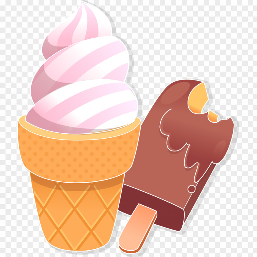 Hand-painted Ice Cream Cones Pattern Neapolitan Gelato Cone Frozen Yogurt PNG